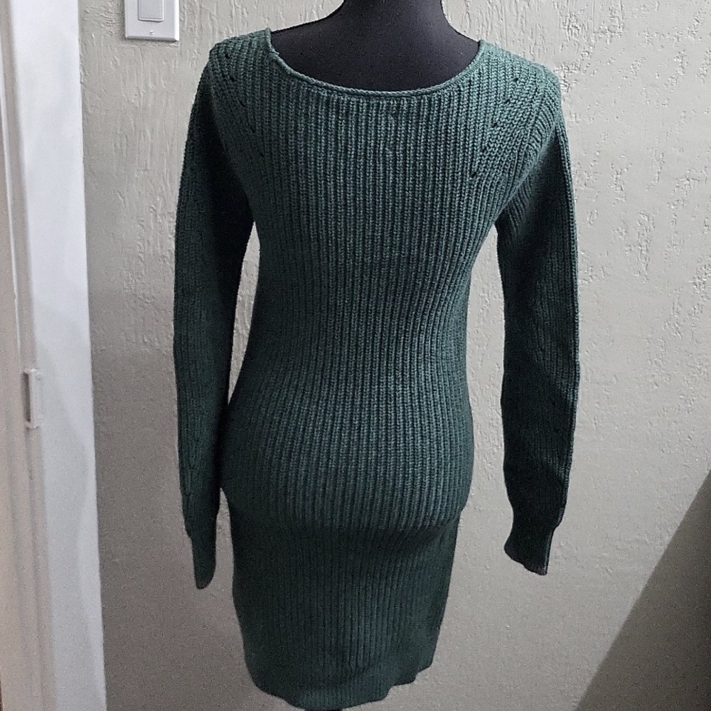 Abercrombie & Fitch Green V Neck Long Sleeve Sweater Dress - Picture 9 of 9